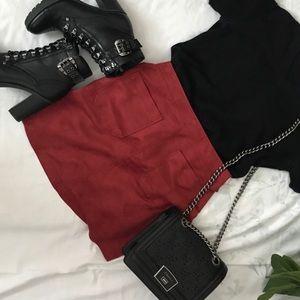 Faux suade mini skirt